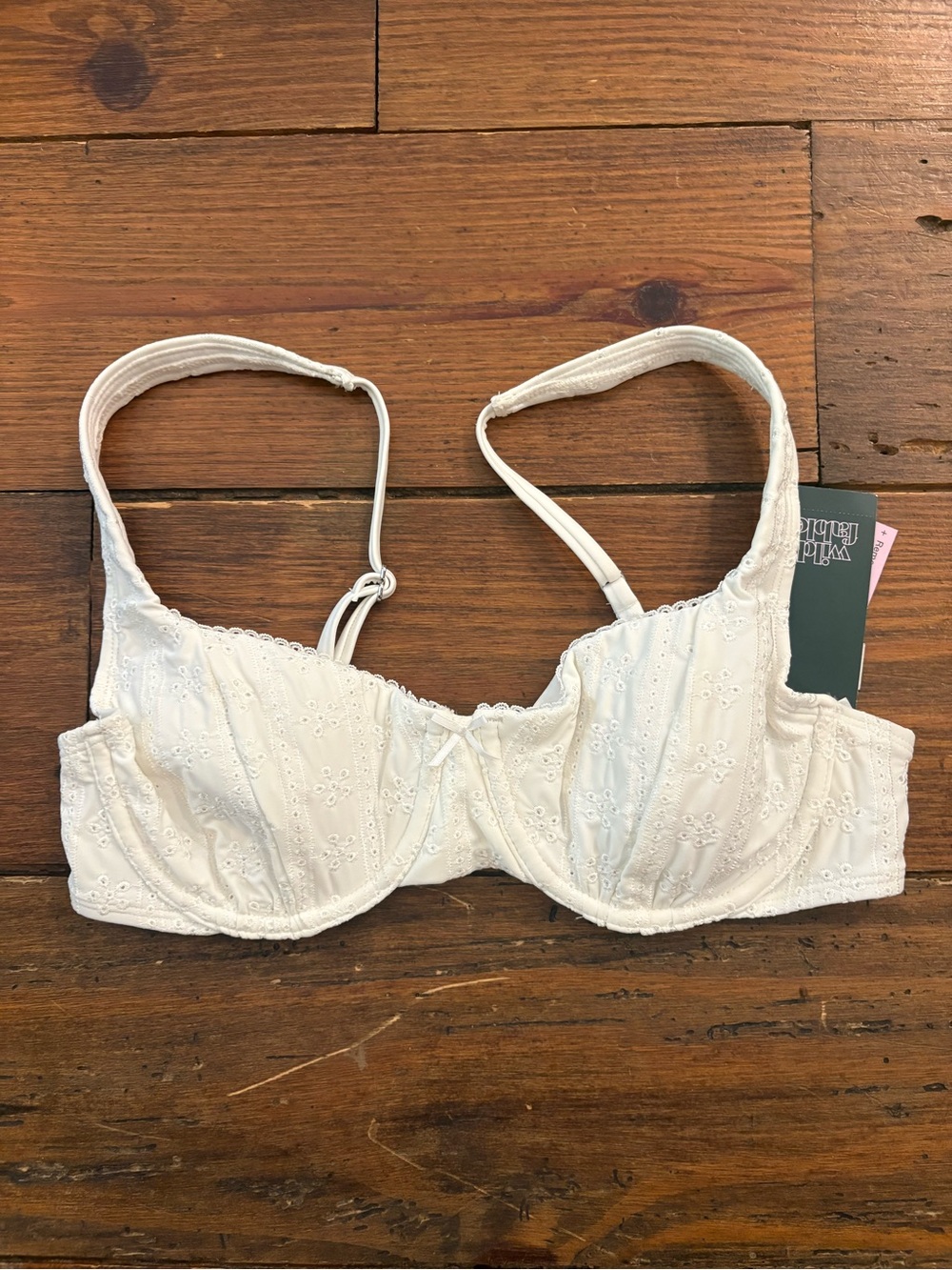 wild fable White Eyelet Underwire Bra with Bow Detail